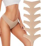 Hellopopgo Seamless Thongs For Women V-waisted No Show Underwear 6-Pack