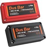 LiTime 300A Bus Bar Power Distribution Block, 4 × M8 Studs, Red and Black