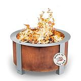 Breeo Smokeless Fire Pit (X Series 24, Corten Steel) | 27.5 inch Smokeless Firepit for Outside | 62 Pounds | Ideal for Families Compatible with Wide Range of Breeo Accessories
