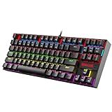 Redragon K552 Mechanical Gaming Keyboard, 87-Key Compact, LED Gaming Keyboard with Red Switches, Anti-Ghosting, Metal Frame for PC Gaming & Typing, Beginner-Friendly (Black)