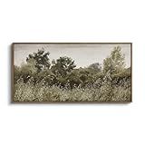 InSimSea Extra Large Framed Vintage Wall Art, Living Room Country Farmhouse Decor, Grassland Landscape Paintings, Canvas Prints, Retro Scenery Long Picture for Bedroom Above of Bed,20x40inch