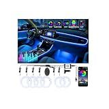 6 in 1 Car Led Strip Lights with App Control, RGB Colors Interior Car Lights, Ambient Led Lighting Kit, 4 Light Flashing Modes, USB Neon Accessories for Doors, Center Console