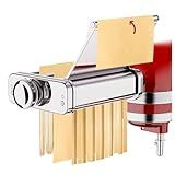 Stainless Steel Pasta Maker Attachment for KitchenAid Stand Mixer, 3 in 1 Pasta Maker with Auto Conveying Roller Plate Includes Pasta Roller Spaghetti & Fettuccine Cutter