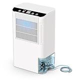 Dehumidifiers for Home, 2000 Sq.Ft Small Dehumidifier with 3.3ft Drain Hose, 2.5L Tank, Timer Sleep Mode, Portable Dehumidifier for Basement, Bedroom, Bathroom (Pearl White)