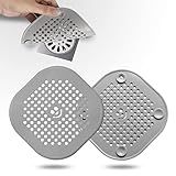 2 Pack Drain Hair Catcher Silicone Bathroom Accessories Shower Drain Protector Sink Drain Strainer Hair Stopper for Shower Kitchen Bathroom Tub Grey