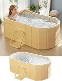 LoMoTive Portable Bathtub Ice Bath Tub - Foldable Collapsible Bathtub for Adult Shower Bathroom Hot SPA Soaking Cold Plunge Tub Freestanding Bathtub 47"Lx22"Wx20"H White