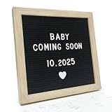 Black Felt Letter Board 10x10in, Baby Announcement Sign, 336 Letter Kit