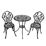YKSY&YKSY Patio Bistro Set.Rust-Resistant Cast Aluminum Bistro Table Set with Umbrella Hole for Backyard (Tulip Copper)