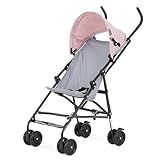 Dream On Me Aero Travel Umbrella Stroller, One-Hand Quick Fold, 3-Point Safety Harness, Dual Brakes, Adjustable Removable Canopy, Lightweight Compact & Space-Saving for Infants and Toddlers – Pink