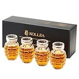 Kollea Grenade Shaped Shot Glass Set, Funny Shot Cups with Heavy Base for Whiskey, Tequila, Vodka, Liquor, 21st Birthday Gifts for Men Dad, Military Men Cave Decor, 3.7 Oz Bartender, 4 Pcs, Christmas