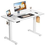 Sweetcrispy Electric Standing Desk Adjustable Height, 40x24 Inch Sit Stand Up Home Office Desks Computer Workstation PC Work Table with 3 Memory Preset Splice Wood Board Metal Frame, White