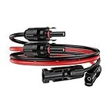 OWINUSTECH 3Ft Solar Cable Solar Extension Cable,10AWG Solar Panel ExtensionCable with Female and Male Connectors,Waterproof Solar ExtensionCable Kit (Red and Black).