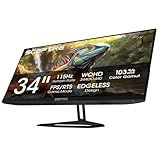 New! Sceptre 34-inch Prime Monitor 3440 x 1440 up to 115Hz 103% sRGB DisplayPort HDMI Build-in Speakers, Machine Black 2026 (E345W Series)