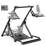 Anman Foldable Flight Simulation Cockpit 3.0 with Fixed Slot Fit for Logitech/Thrustmaster/Hotas Warthog/Fanatec,Electronics Adjustable Fight Sim Mount Pedals, Steering Wheel Not Included