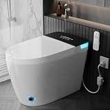 TDH Luxury Smart Bidet Toilet,Bidet Toilet with Larger LED Display,One Piece Toilet with Heated Bidet Seat,Leave Seat Auto Flushing,Foot Sensor Operation & Night Light