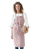 MagicLinen 100% Linen Apron - Cooking Aprons for Women with Pockets - Stylish Kitchen Apron for Women - Aprons for Gardening, Grilling, Painting (Woodrose, One Size).