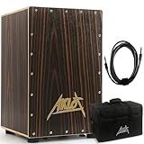 AKLOT Electric Cajon,Ebony African Blackwood 12 * 12 * 18 inch Box Drum Full Size Percussion Pickup Cajons with Snares and Electronics for Amp Above 50W