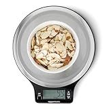 Amazon Basics Digital Kitchen Scale with LCD Display, Tare Function, Multiple Units, Weighs up to 11 Pounds, Batteries Included, Black and Stainless Steel