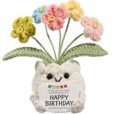 YOOJEE Crochet Forget Me Not Flower Pot Birthday Gifts for Women