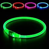 Led Dog Collar, BSEEN USB Rechargeable Flash Dog Necklace Light, Pet Safety Collar Makes Your Beloved Dogs Be Seen at Night for Small Medium Large Dogs(Green)