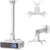 WALI Projector Mount Ceiling/Wall - Universal 3-in-1 Bracket with Extension Pole, Height Adjustable Holder for LCD/DLP Projectors, Supports up to 44lbs, White (PM-003-W)