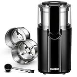SHARDOR Coffee Grinder Electric, Spice, Herb, Grinder for Coffee Bean Spices and Seeds with 2 Removable Stainless Steel Bowls, Black