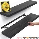 BAYKA Black Floating Shelves 22.5in, Set of 2, Wall Mounted for Wall Decor