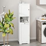 Locsear Tilt Out Laundry Hamper Cabinet, 55" Tall Bathroom Storage Cabinet Laundry Cabinet with Shelves and Clothes Basket, Hamper Cabinet Shelf for Laundry Room Bathroom Organizer, White