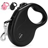 enrgticdg 16Ft Retractable Dog Leash,Light Weight Leash for Small to Medium Dogs/Cats Up to 50lbs,Stainless Steel Spring Strong Nylon Tape, Tangle Free, One-Handed Brake.(Black)