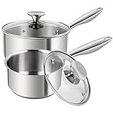 MICHELANGELO Stainless Steel Saucepan Set 1Qt & 2Qt, Premium German Technology Sauce Pans 2 Piece, 18/10 Stainless Steel Sauce Pan Set, Induction Compatible