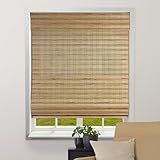 ARLO BLINDS Sheer Bamboo Roman Shades with Valance - Tuscan, 34" W x 60" H - Light Filtering Cordless Blinds for Interior Windows - Real Natural Bamboo Material - Mounting Hardware Included
