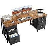ODK 63 inch Computer Desk with File Drawers Cabinet, Modern Office Desk with Large Storage for Home Office, Study, Gaming, Vintage