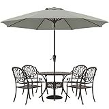 ABCCANOPY 10FT Patio Umbrella, Outdoor Waterproof Table Umbrella with Push Button Tilt and Crank, 8 Ribs UV Protection Pool Umbrella for Garden, Lawn, Deck & Backyard (Gray)