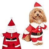 Pet Christmas Costume for Small & Medium Dogs and Cats - Santa Outfit Cosplay Costumes with Hat, Perfect for Holiday Parties,L