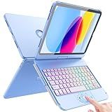 FUWANG Touch Keyboard Case for iPad (A16) 11th Generation 11 inch 2025&10th Gen 10.9 inch 2022, 360° Rotate for iPad 10th Generation Case with Keyboard, Backlit Keyboard Case with Pencil Holder, Blue