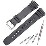MCXGL Resin Strap Compatible with Casio F108WH AE1200WH A158WA W800H A168WA W-218H AE-1300WH Replacement Watch Band Waterproof Bracelet (Black silver buckle)