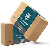 Cork CRZ Yoga Blocks, 2 Pack Natural Cork Blocks, High Density with Non Slip Surface, Eco-Friendly Yoga Accessories and Ideal for Yoga, Pilates,Stretching