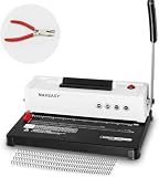 MAKEASY Spiral Binding Machine, 4:1 Pitch, 12 Sheets Punch Capacity, Electric Coil Insert, Book Binder Machine for A4/A5/Letter Size Paper, Come with 1 Box pcs 5/16'' Coils & Pliers