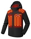 Venustas Men's Heated Jacket with Battery Pack, Windproof Electric Insulated Coat with Detachable Hood