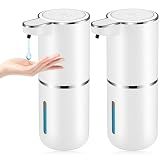 2 Pack Automatic Soap Dispenser,Automatic Liquid Soap Dispenser Touchless,12.8oz/380ml USB Rechargeabled Wall Mounted Smart Soap Dispensers for Bathroom Kitchen Dish Soap