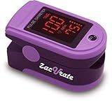 Zacurate Pro Series 500DL Fingertip Pulse Oximeter Blood Oxygen Saturation Monitor with Silicone Cover, Batteries and Lanyard (Mystic Purple)