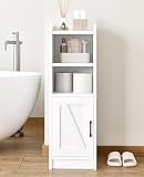 AURINEST Narrow Bathroom Storage Cabinet with Door & Adjustable Shelf, 9.8" W Slim Storage Cabinet for Small Spaces, Skinny Toilet Paper Cabinet, 9.8" W × 7.9" D × 29.5" H, White