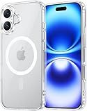 Temdan for iPhone 16 Case Clear, [Compatible with Magsafe][Anti-Yellowing][Military-Grade Protection] Shockproof Slim Magnetic Phone Case for iPhone 16, Transparent
