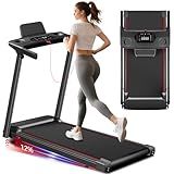 Treadmill with Incline 3-in-1 Portable Treadmills for Home Small, Incline Walking Pad Treadmill with Handle Bar, Walking Pad Foldable with 3.0HP Quiet Brushless, LED Dispay, 300LBS Capacity Black