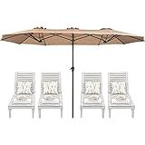 SUPERJARE 13FT Outdoor Umbrella for Patio, Double sided Pool Umbrellas with Fade Resistant Canopy, Large Table Umbrella for Deck, Market, Backyard - Beige