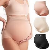 Momcozy Women's Maternity High Waist Underwear Pregnancy Soft Seamless Maternity Underwear Over Bump 3 Pack