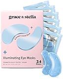 grace & stella Award Winning Under Eye Mask Reduce Dark Circles, Puffy Eyes, Undereye Bags, Wrinkles, Gel Under Eye Patches, Birthday Gifts for Women - Vegan - Thanksgiving Gifts (24 Pairs, Blue)