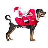 BWOGUE Santa Dog Costume, XL Dog Christmas Outfit, Santa Riding Pet Clothes