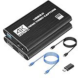 Capture Card, 4K HDMI Capture Card for Streaming, Full HD 1080P 60FPS USB3.0 Cam Link Game Audio Video Capture Card Works with Nintendo Switch/Xbox/PS4/PS5/OBS/Camera/PC(Black)