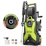 YERYORK Pressure Washer, Adjustable 5000 Max PSI 2.5 Max GPM, Power Washer with 33 FT Hose Reel, Steel Wand, 500ml Foam Cannon, 4-Nozzle Set, Electric Pressure Washer for Cars, Fences, Patios